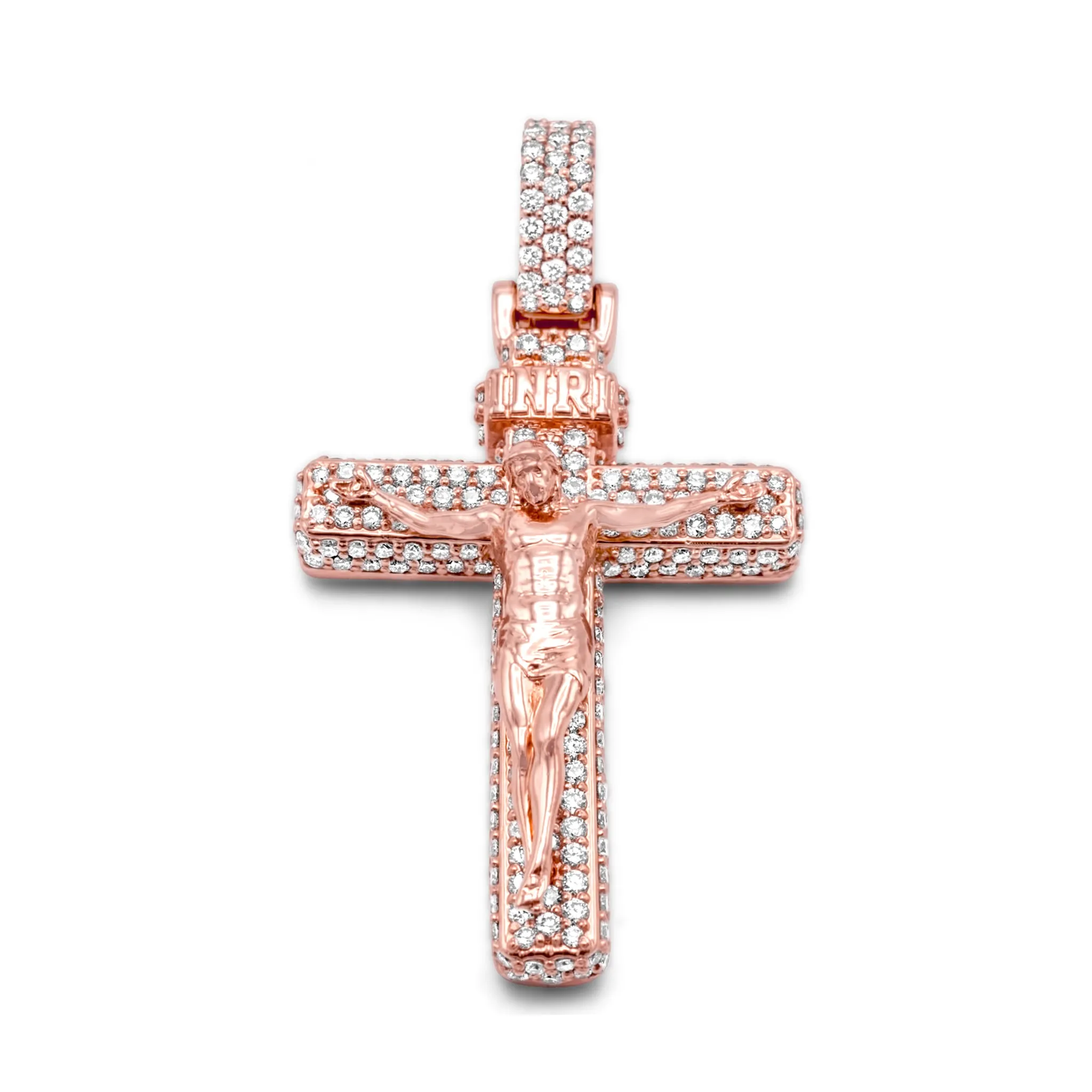 14k Rose Gold Cross Pendant 1.68ctw