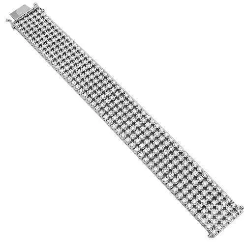 14K Solid White Gold Mens Diamond Bracelet 17.28 Ctw