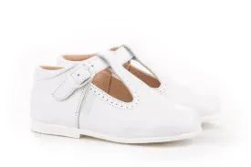 Angelitos - Boys Spanish Leather White T-Bar Shoes