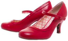 BETTIE PAGE BETTIE RETRO MARY JANE HEELS RED