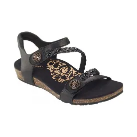 Jillian Braided Quarter Strap Sandal in Black