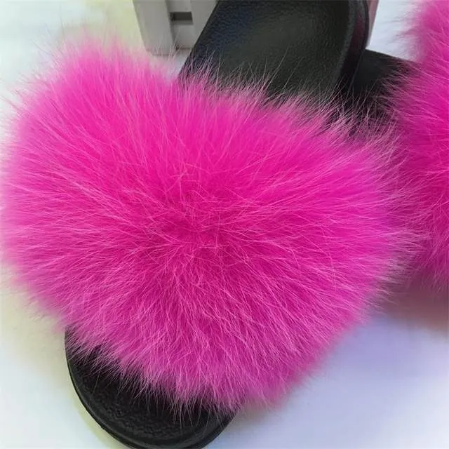 Luxury comfy fuzzy fluffy fur slides slippers