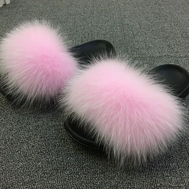 Luxury comfy fuzzy fluffy fur slides slippers